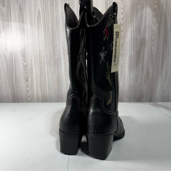 No Boundaries Black Cowgirl Western Boots Novelty Cactus Moon Star Women’s 9 New - Picture 5 of 8